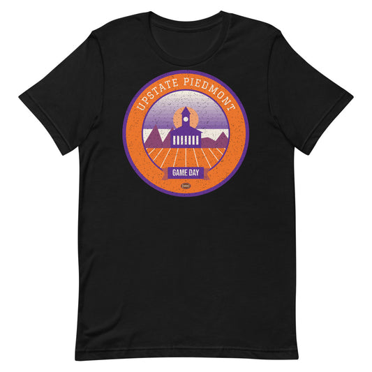 Orange & Purple Lakeside Game Day Tee in black, front