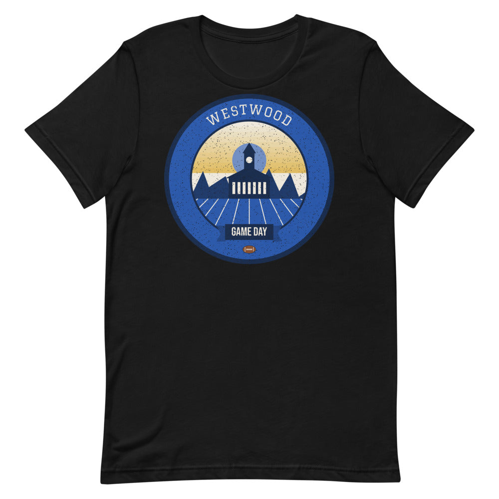 Westwood Blue & Gold Game Day Tee in black, front