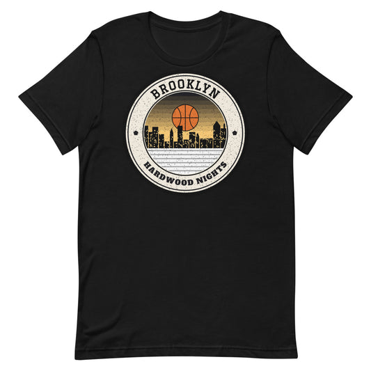 Brooklyn Hardwood Nights Tee in black, front