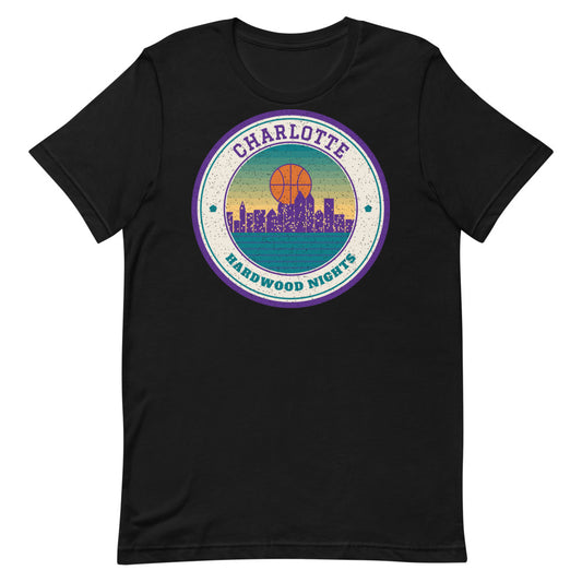 Charlotte Hardwood Nights Tee in black, front