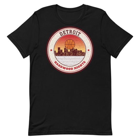 Detroit Hardwood Nights Tee in black, front