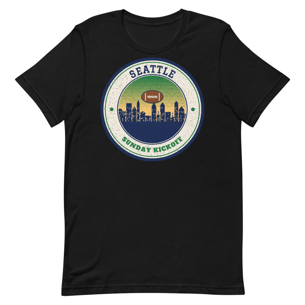 Seattle Sunday Kickoff Tee in black, front