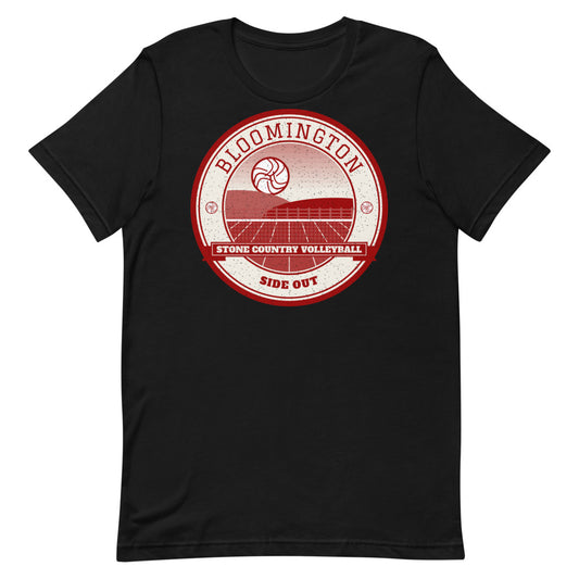 Bloomington Stone Country Volleyball Tee in black, front