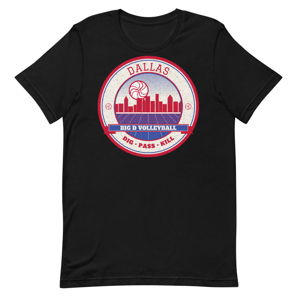 Dallas Big D Volleyball Tee in black, front