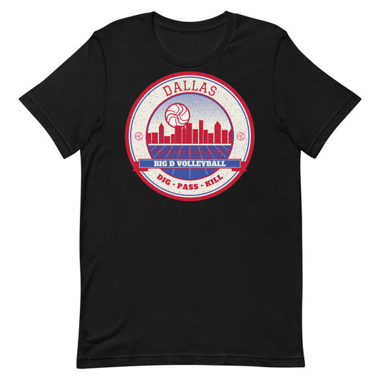Dallas Big D Volleyball Tee in black, front