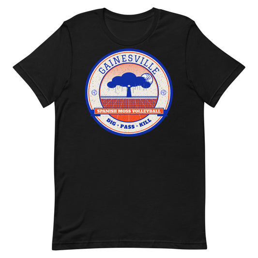 Gainesville Spanish Moss Volleyball Tee in black, front
