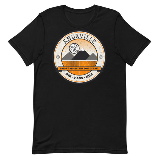 Knoxville Smoky Mountain Volleyball Tee in black, front