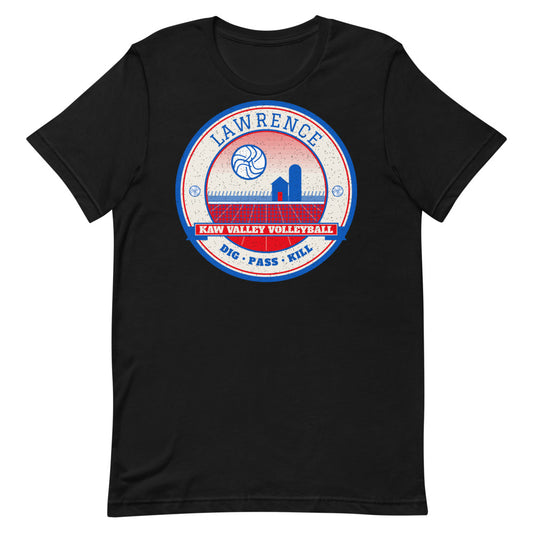Lawrence Kaw Valley Volleyball Tee in black, front