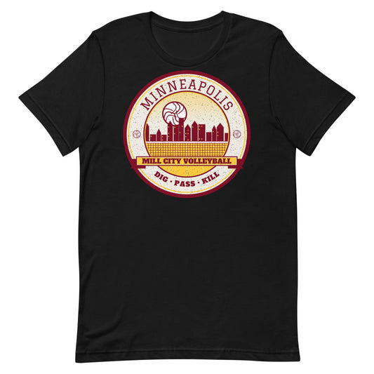 Minneapolis Mill City Volleyball Tee in black, front
