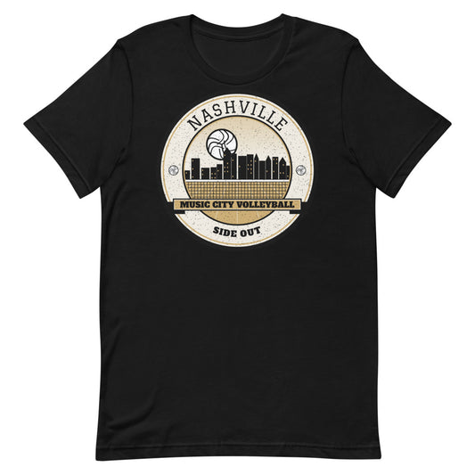Nashville Music City Volleyball Tee in black, front