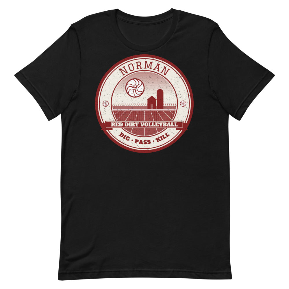 Norman Red Dirt Volleyball Tee in black, front