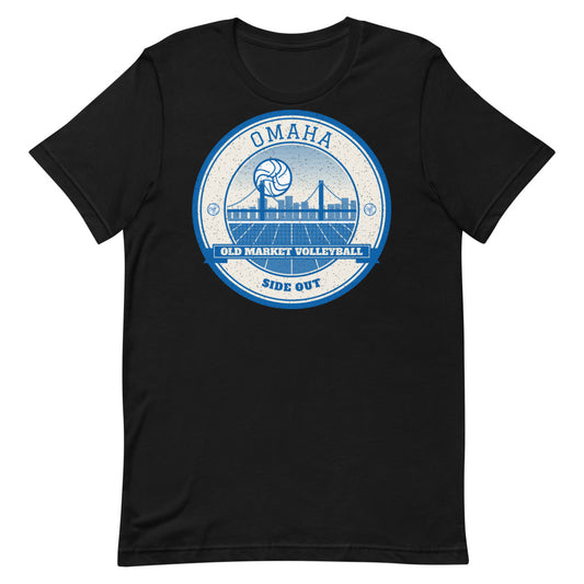 Omaha Old Market Volleyball Tee in black, front