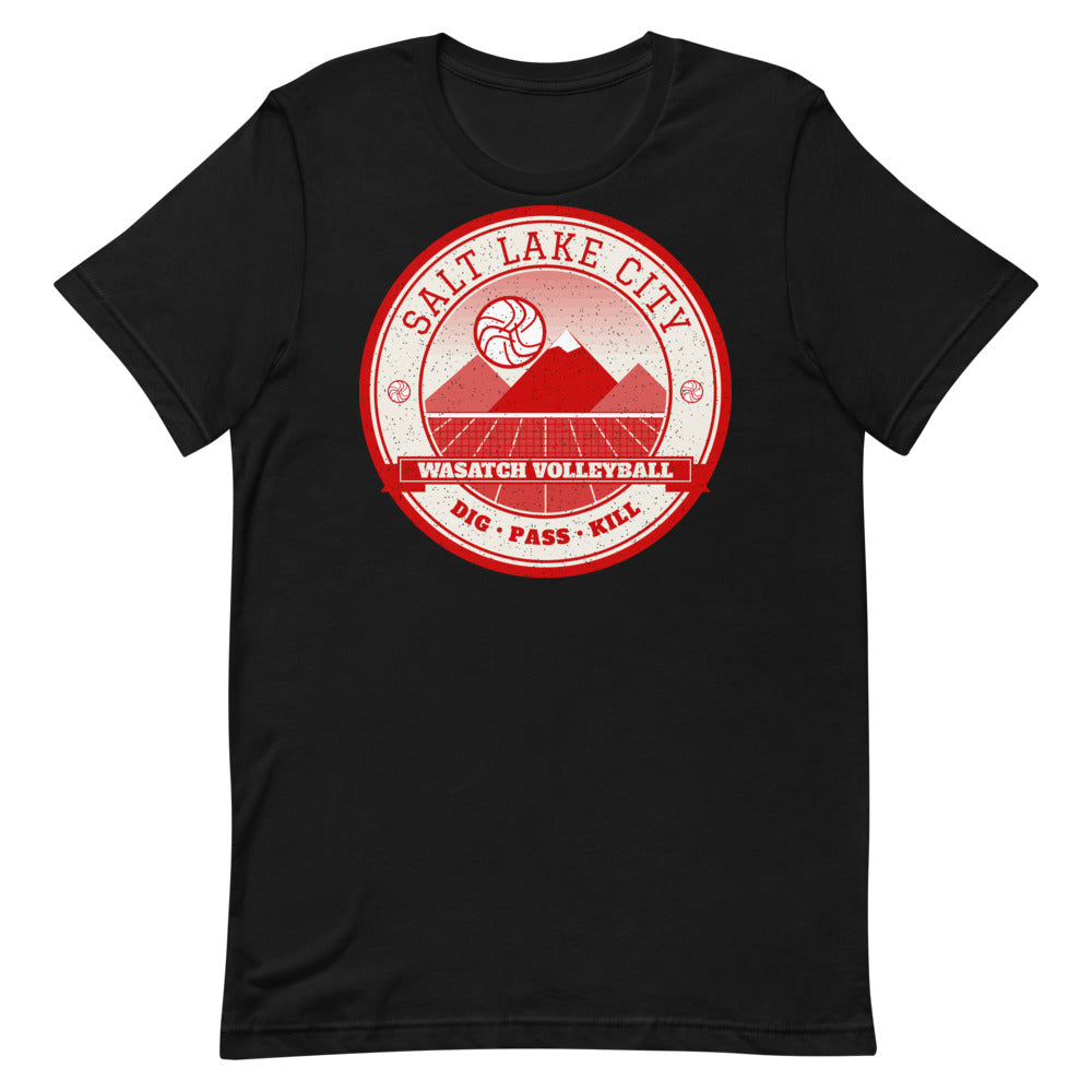 Salt Lake City Wasatch Volleyball Tee in black, front