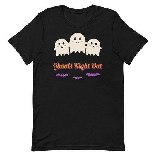 Ghouls Night Out Unisex Tee in black, design printed on the front, front view
