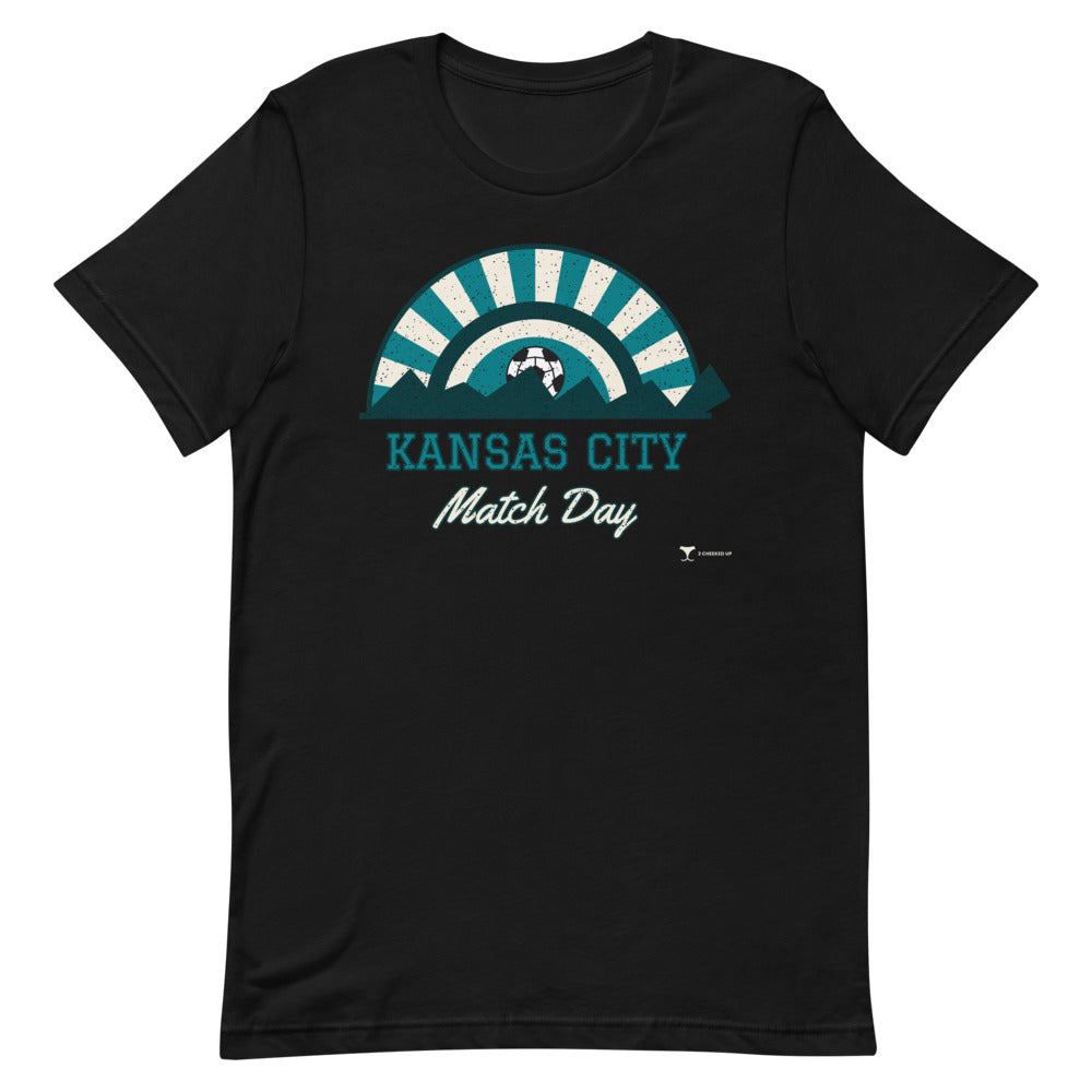 Kansas City Match Day Unisex Tee in black, design printed on the front, front view