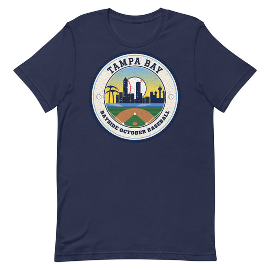 Tampa Bay October Baseball Tee in navy, front
