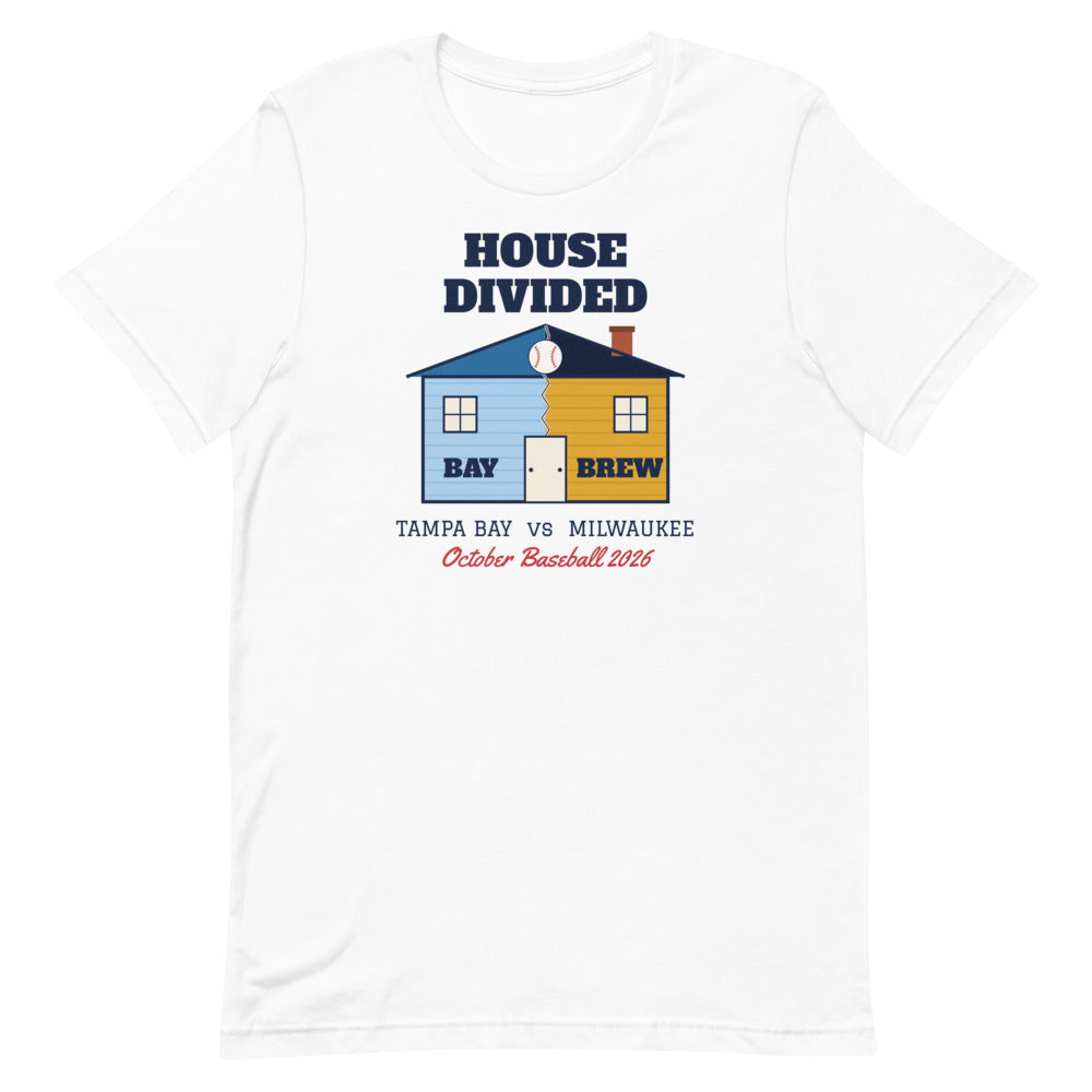 House Divided Tampa Bay vs Milwaukee Unisex Tee in white, front view