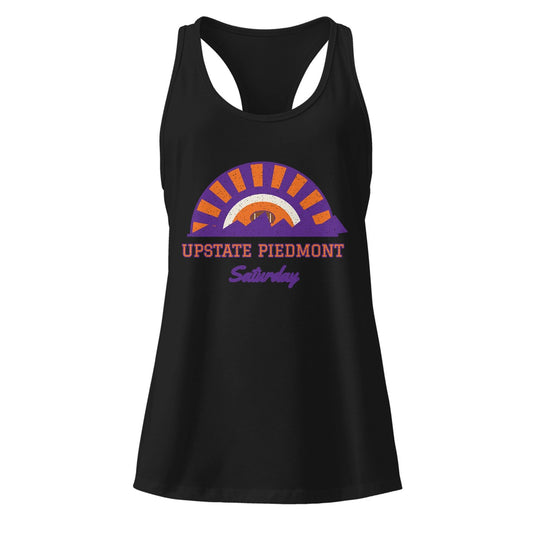 Women's Upstate Piedmont Saturday Racerback Tank in Black, front view