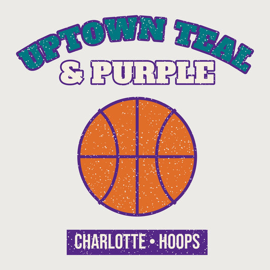 Uptown Teal & Purple Hoops Tee graphic
