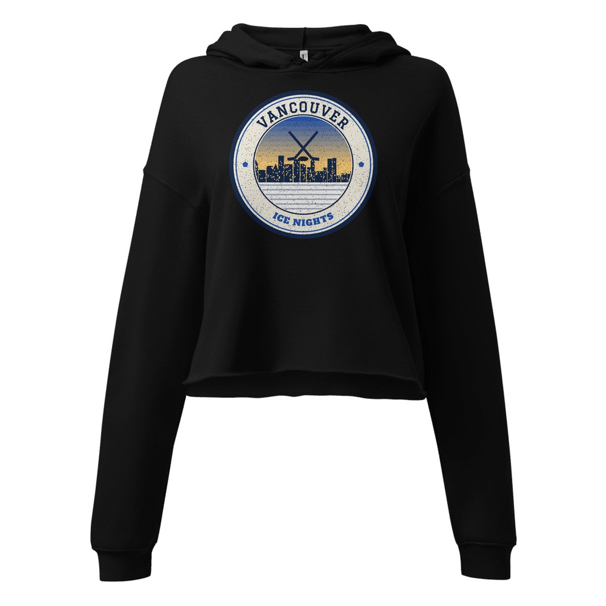 Women's Vancouver Ice Nights Cropped Hoodie in Black, front view