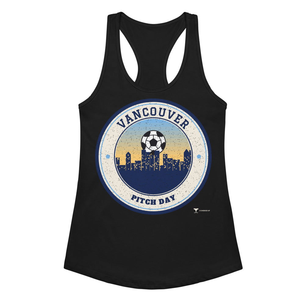 Women's Vancouver Pitch Day Racerback Tank in Black, front view