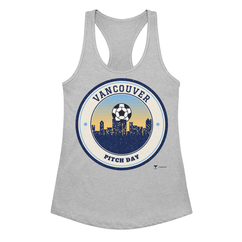 Women's Vancouver Pitch Day Racerback Tank in Heather Gray, front view