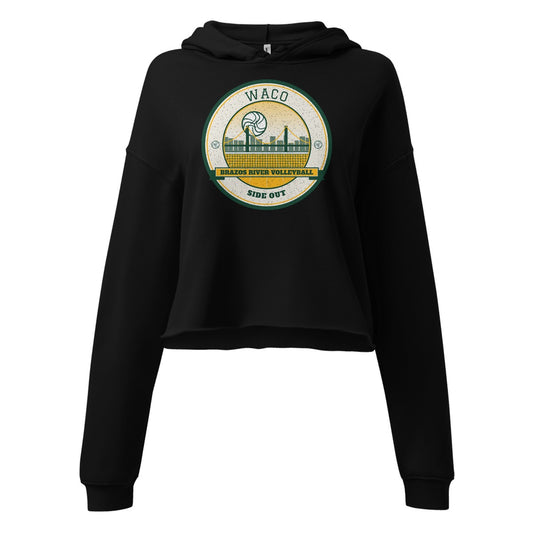 Waco Brazos River Volleyball Women's Cropped Hoodie in Black, front view