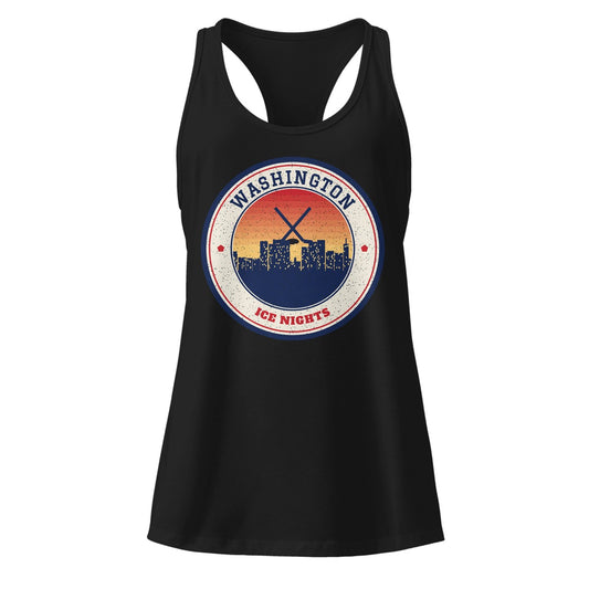 Women's Washington Ice Nights Racerback Tank in Black, front view