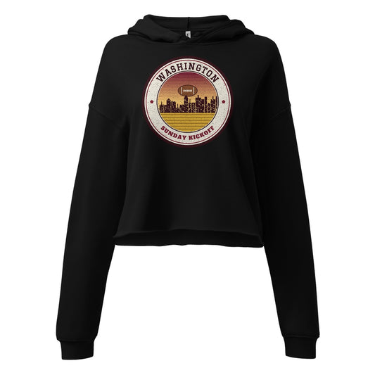 Women's Washington Sunday Kickoff Cropped Hoodie in Black, front view