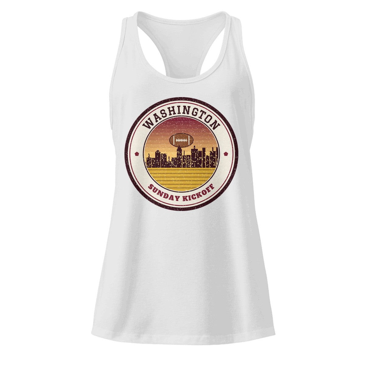 Women's Washington Sunday Kickoff Racerback Tank in Heather Gray, front view