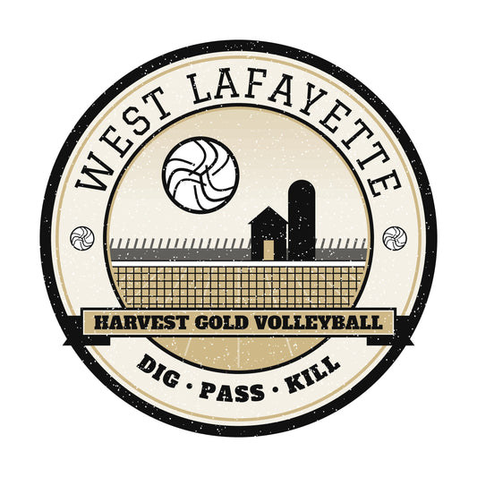 West Lafayette Harvest Gold volleyball badge graphic