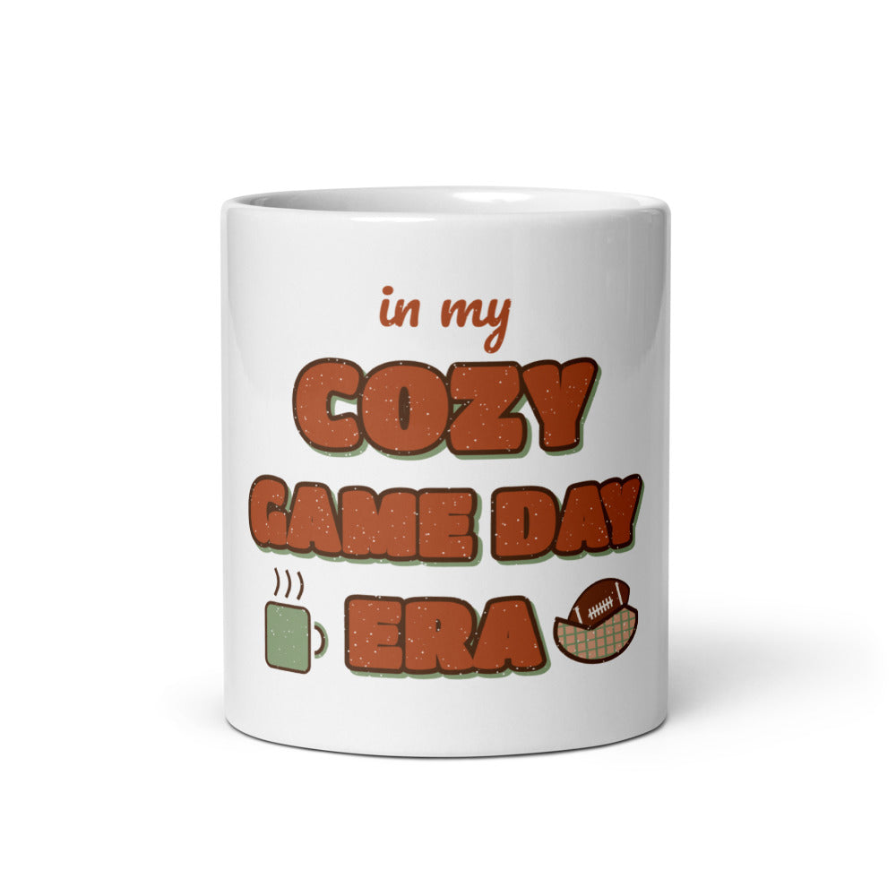 In My Cozy Game Day Era Mug, white ceramic, front view