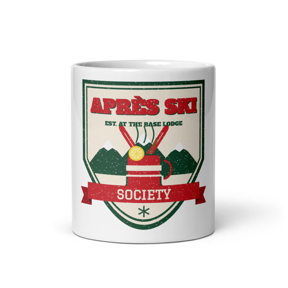 Après Ski Society Mug, white ceramic, front view