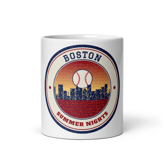 Boston Summer Nights Ballpark Mug in white, front