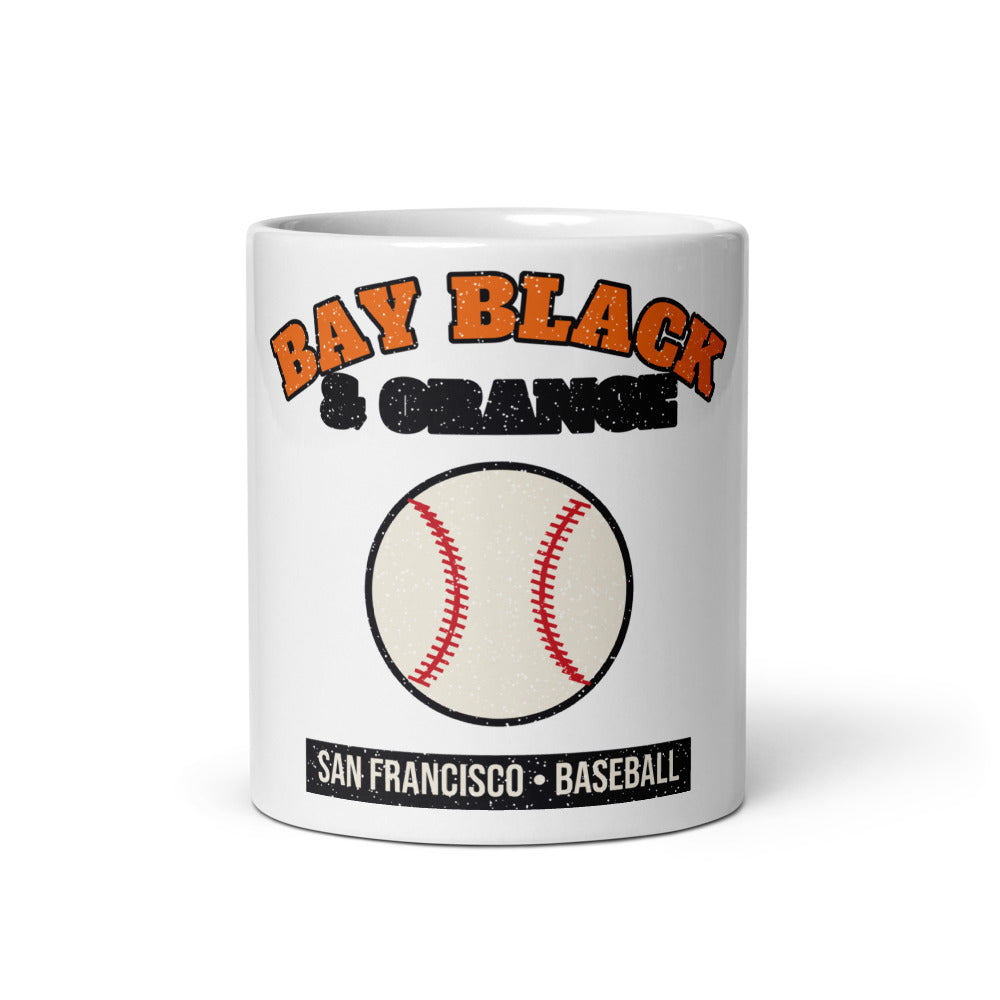 Bay Black & Orange Baseball Mug in white, front