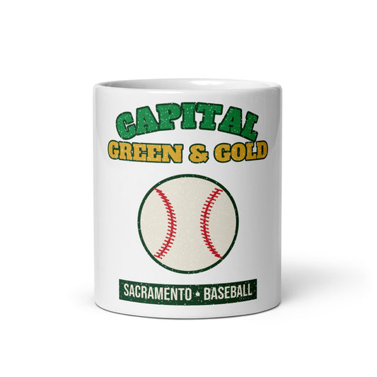 Capital Green & Gold Baseball Mug in white, front
