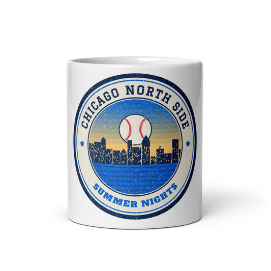 Chicago North Side Summer Nights Ballpark Mug in white, front