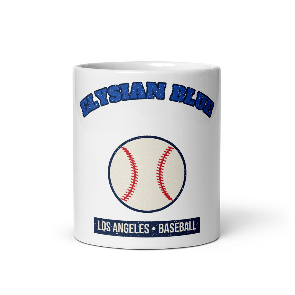 Elysian Blue Baseball Mug in white, front