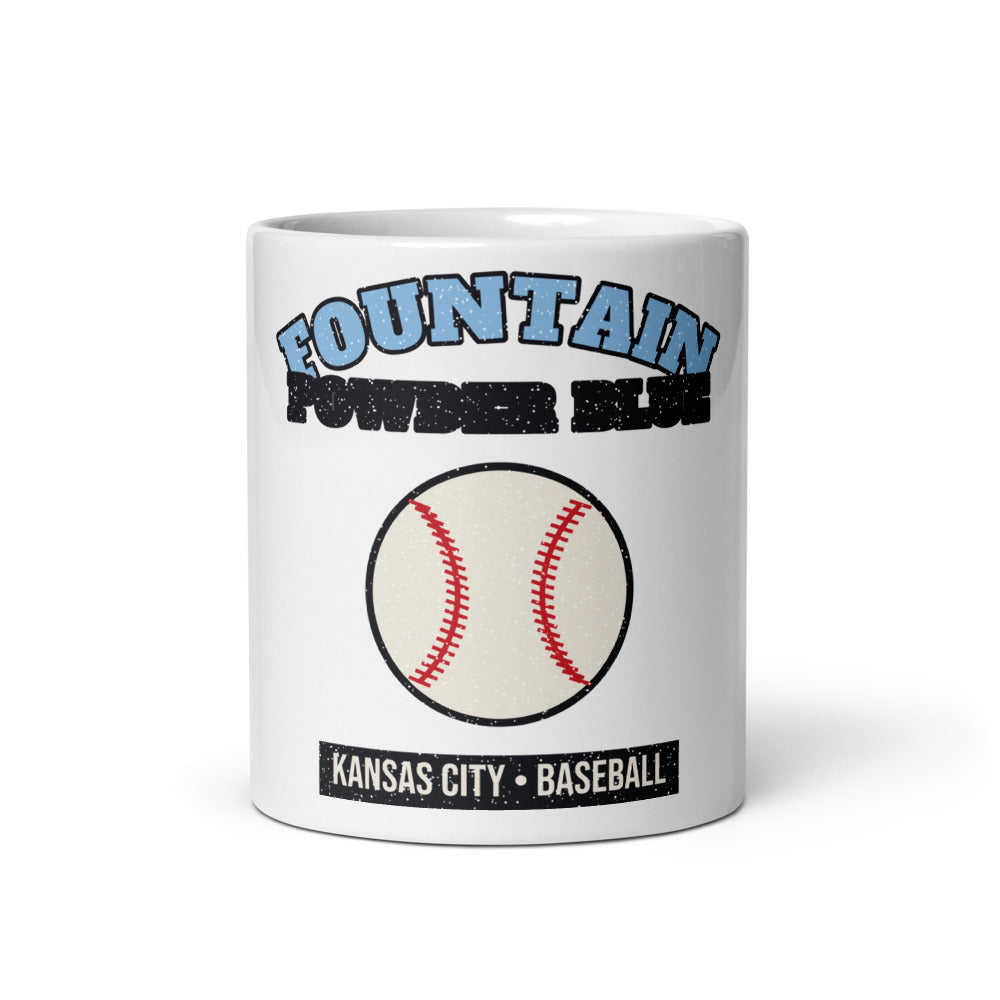Fountain Powder Blue Baseball Mug in white, front