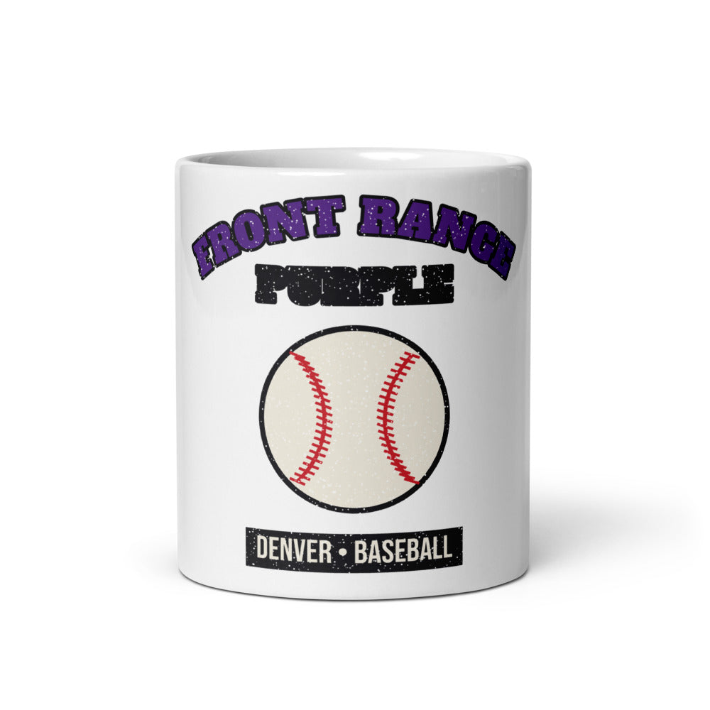 Front Range Purple Baseball Mug in white, front