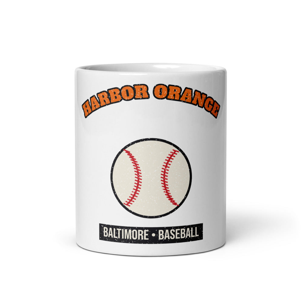 Harbor Orange Baseball Mug in white, front