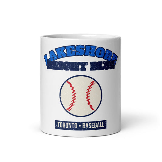 Lakeshore Bright Blue Baseball Mug in white, front