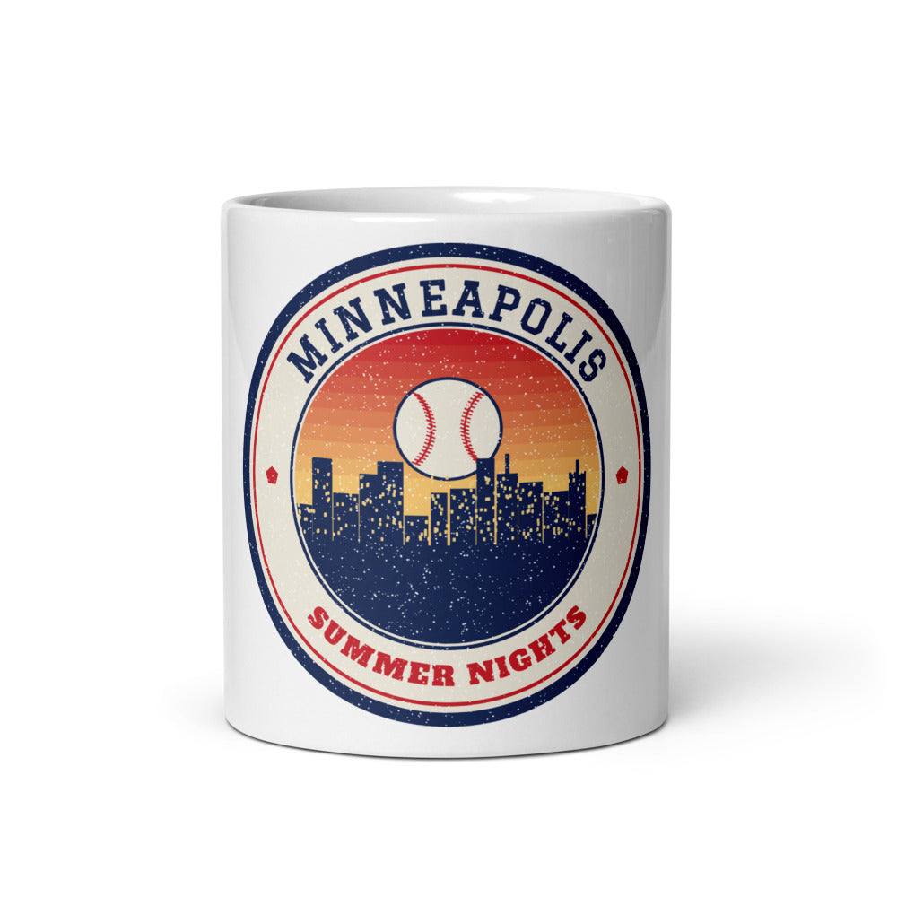 Minneapolis Summer Nights Ballpark Mug in white, front