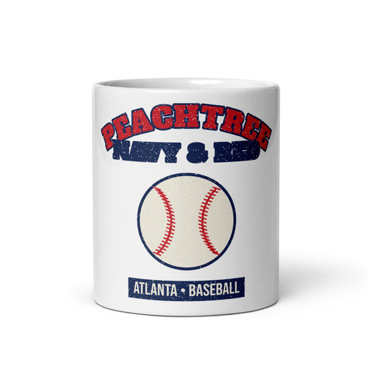 Peachtree Navy & Red Baseball Mug in white, front
