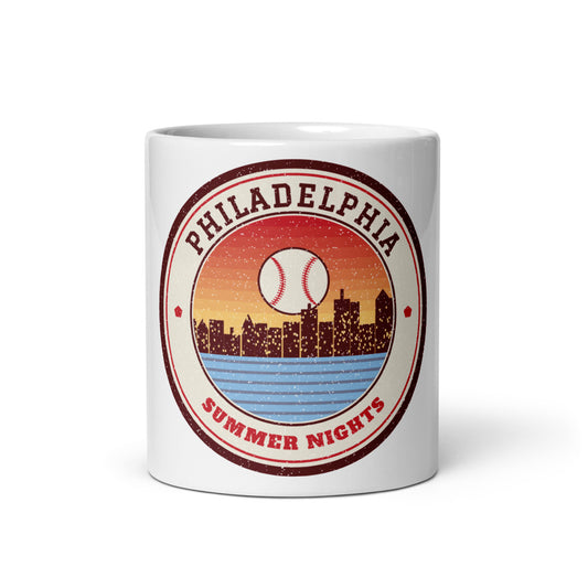 Philadelphia Summer Nights Ballpark Mug in white, front