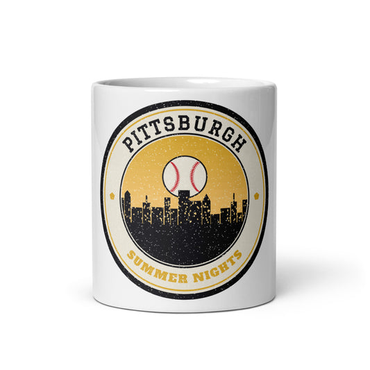 Pittsburgh Summer Nights Ballpark Mug in white, front