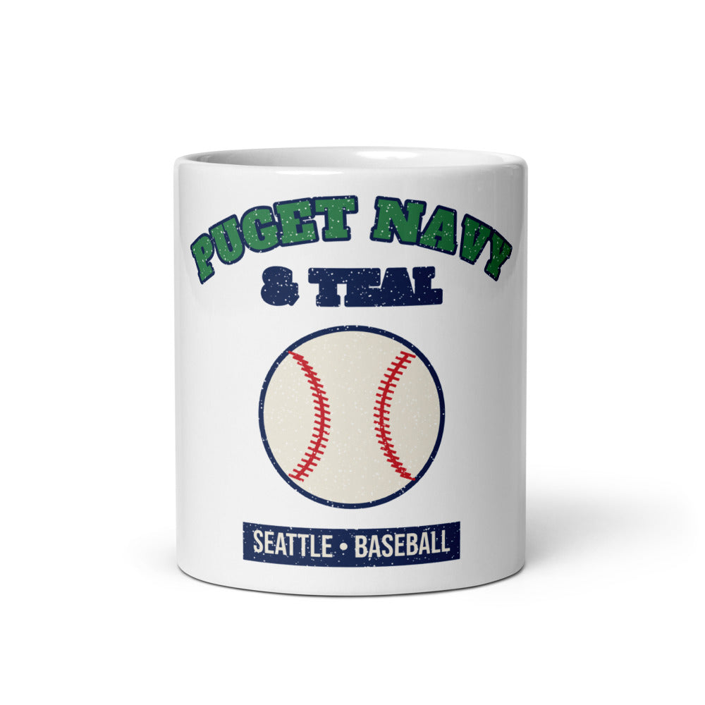 Puget Navy & Teal Baseball Mug in white, front