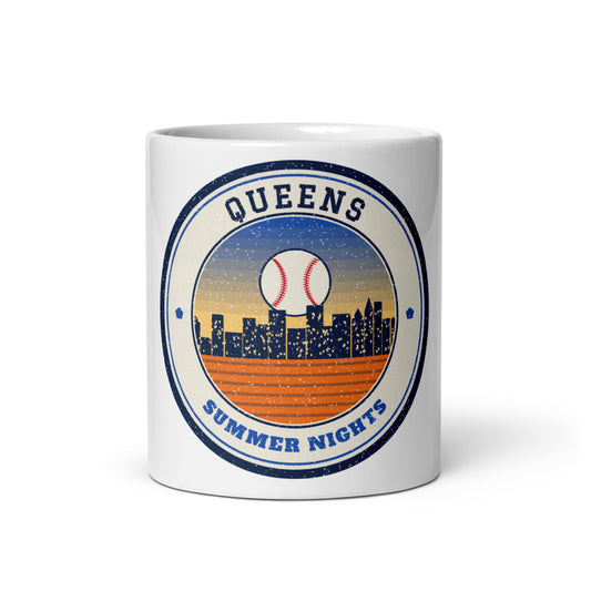 Queens Summer Nights Ballpark Mug in white, front