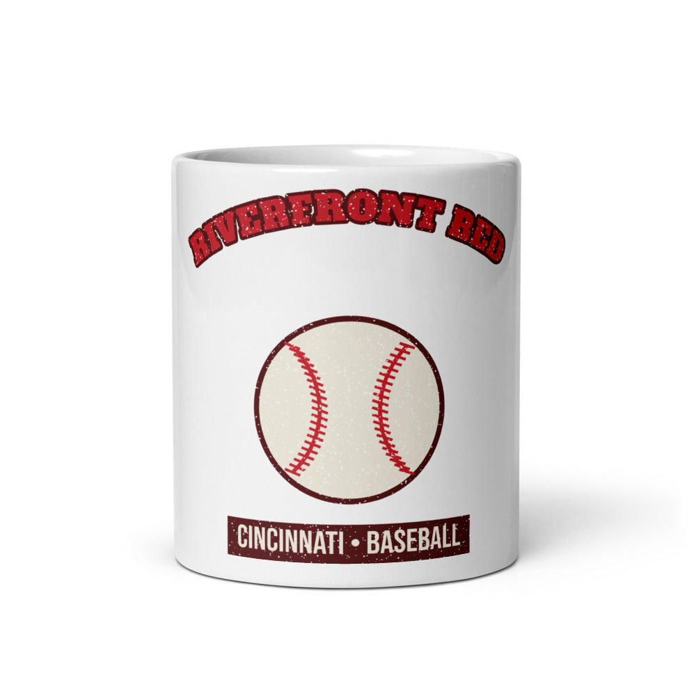 Riverfront Red Baseball Mug in white, front