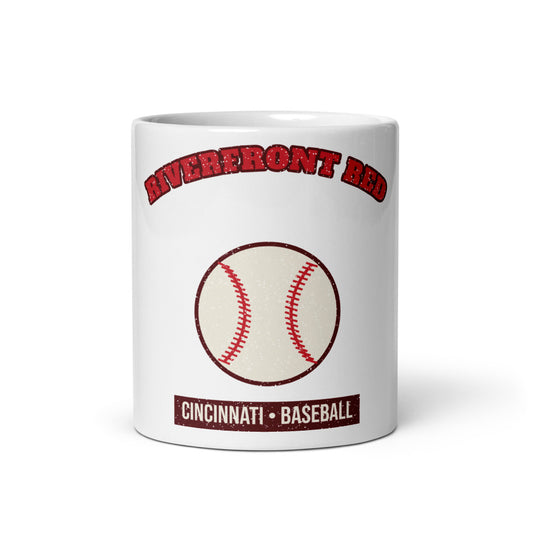 Riverfront Red Baseball Mug in white, front
